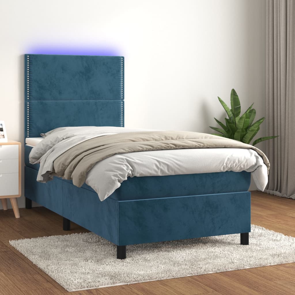vidaXL Boxspring met matras en LED fluweel roze 100x200 cm