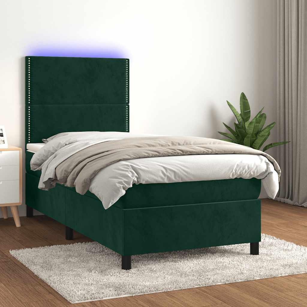 vidaXL Boxspring met matras en LED fluweel roze 100x200 cm
