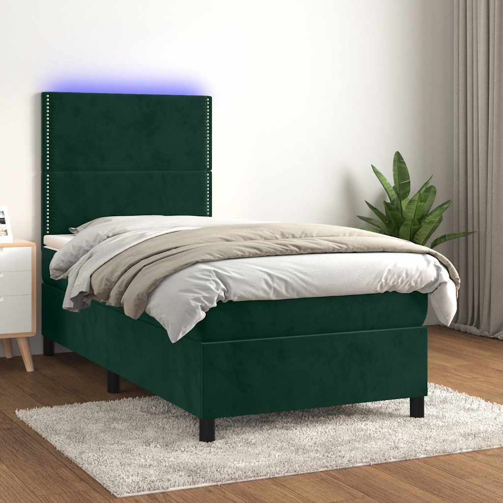 vidaXL Boxspring met matras en LED fluweel roze 100x200 cm