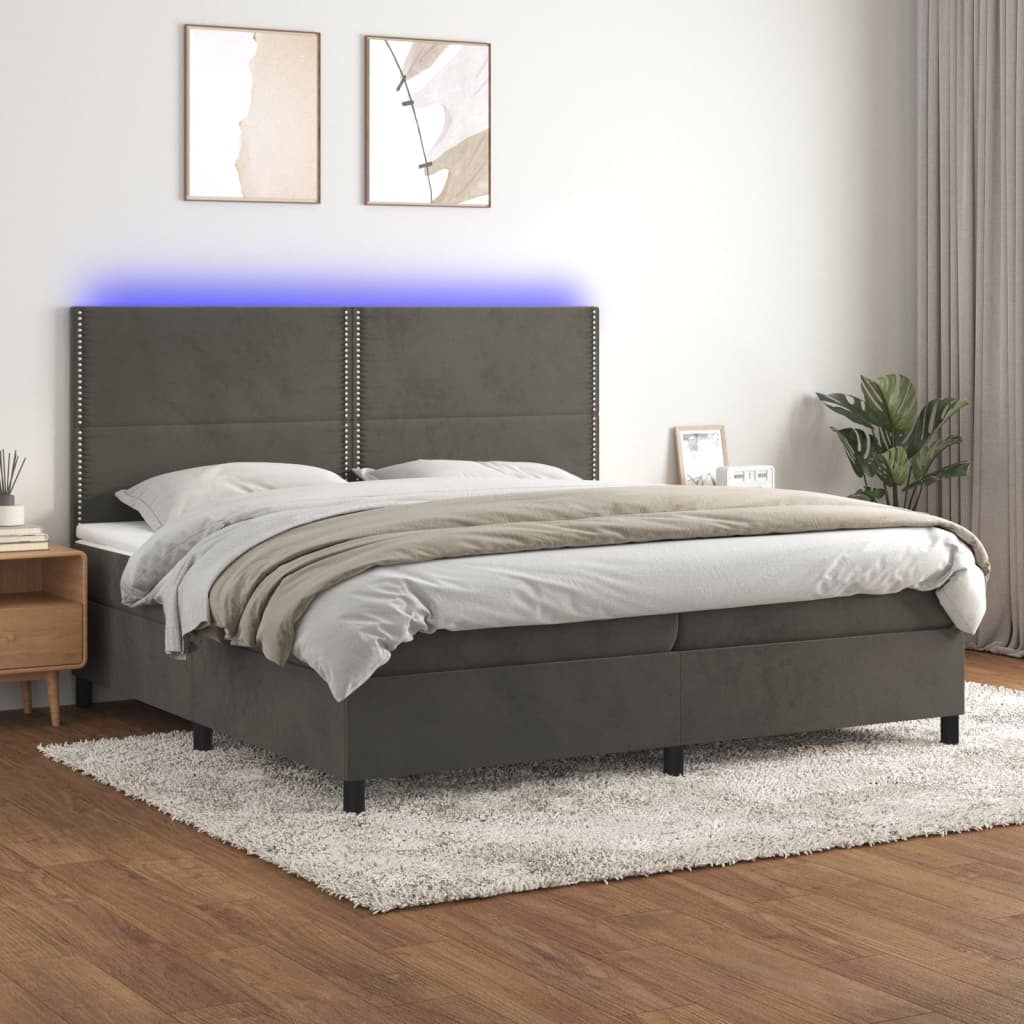 vidaXL Boxspring met matras en LED fluweel roze 100x200 cm