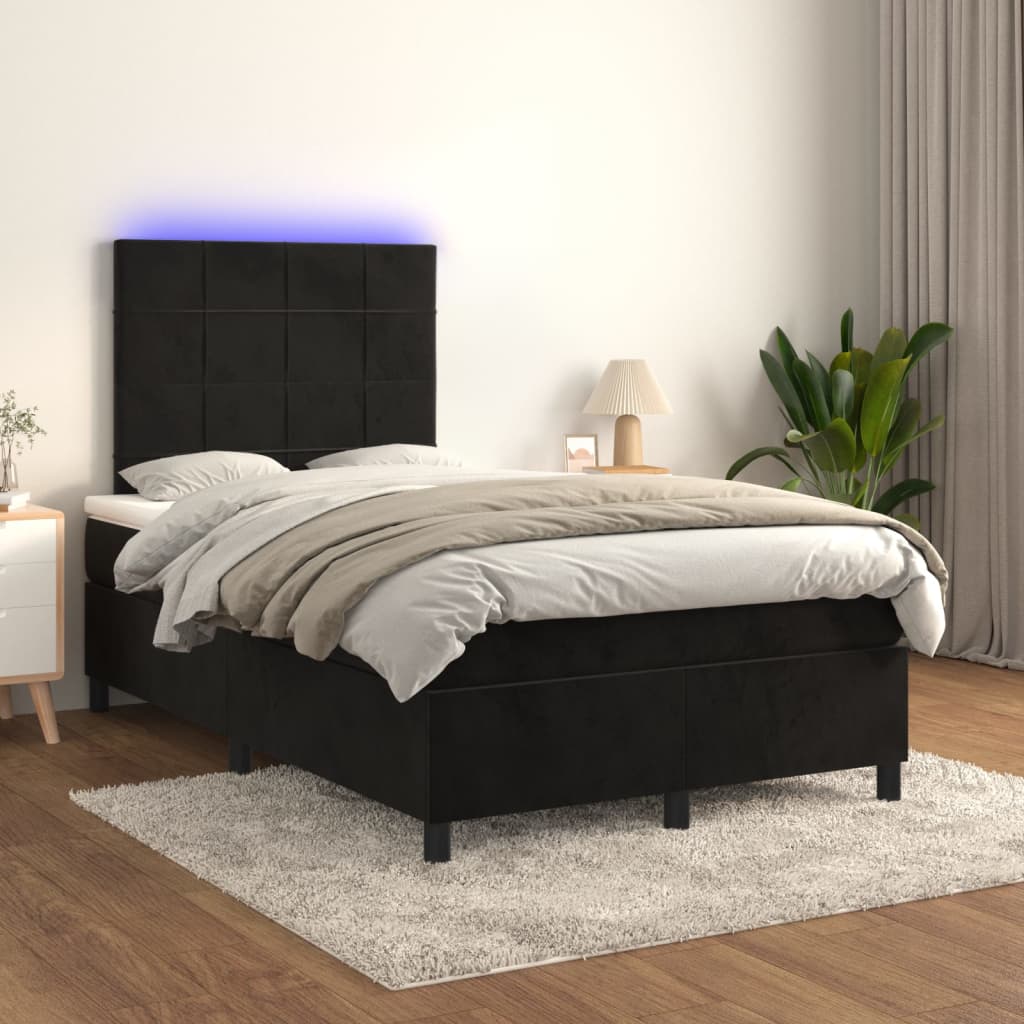 vidaXL Boxspring met matras en LED fluweel roze 100x200 cm