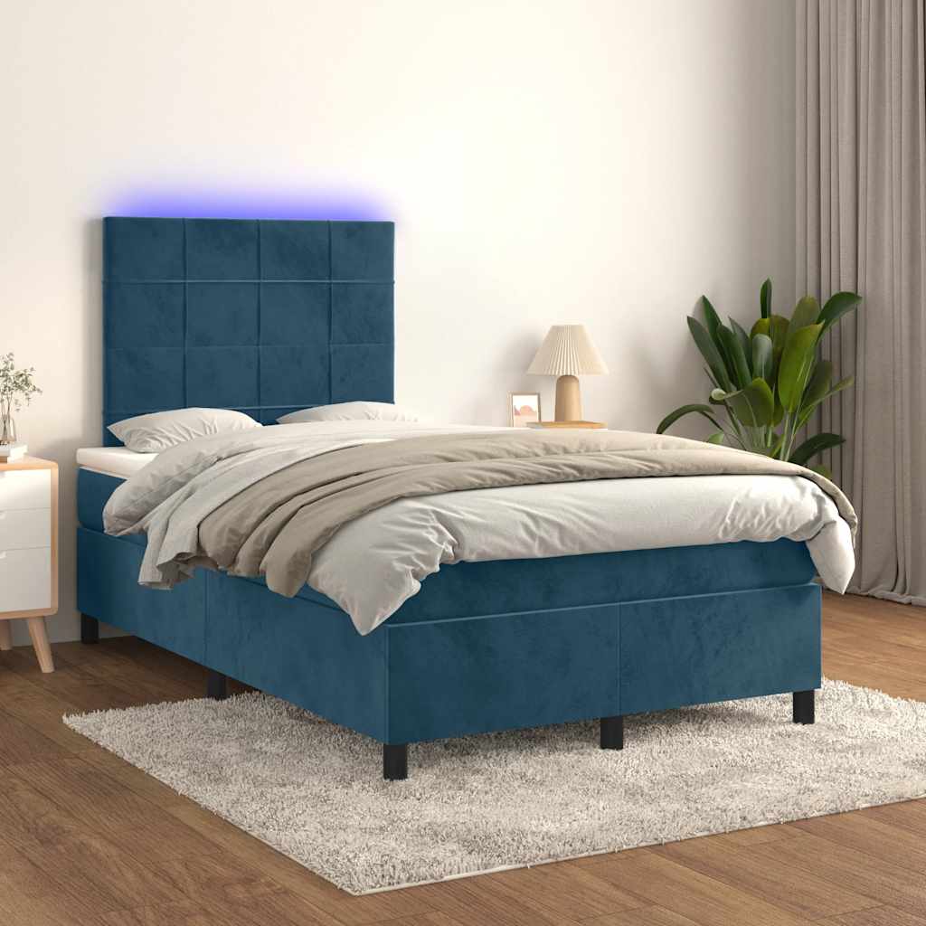 vidaXL Boxspring met matras en LED fluweel roze 100x200 cm