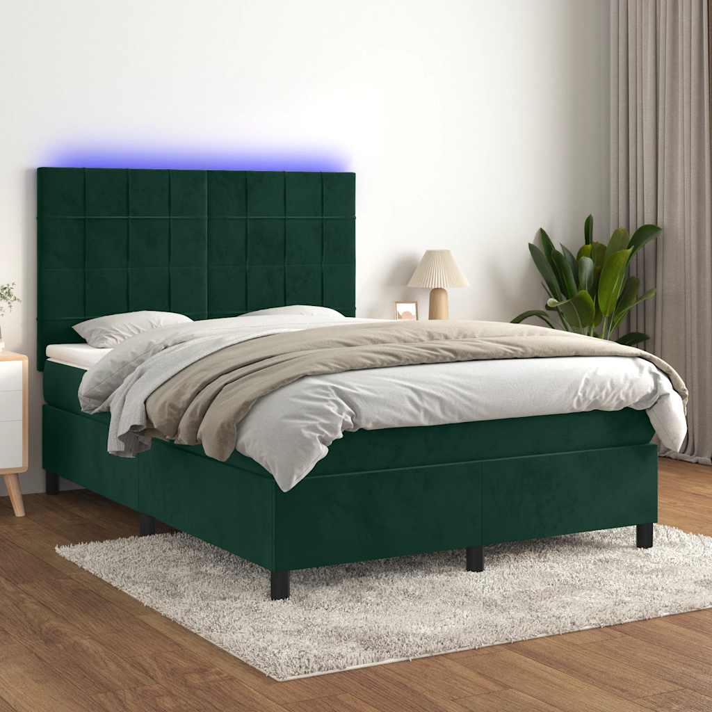 vidaXL Boxspring met matras en LED fluweel roze 100x200 cm
