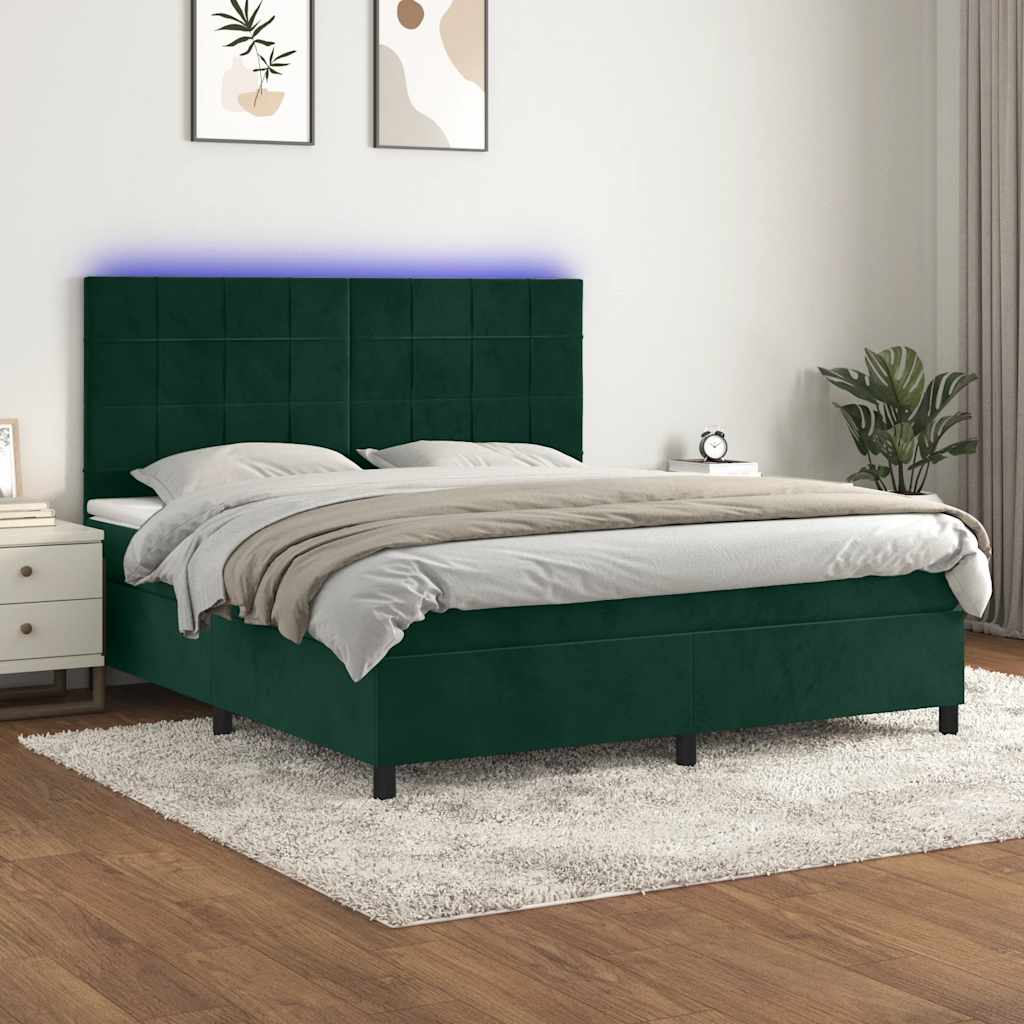 vidaXL Boxspring met matras en LED fluweel roze 100x200 cm