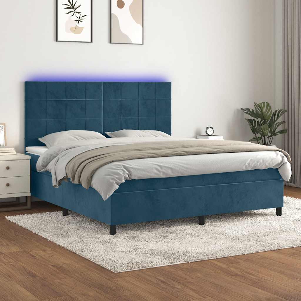 vidaXL Boxspring met matras en LED fluweel roze 100x200 cm