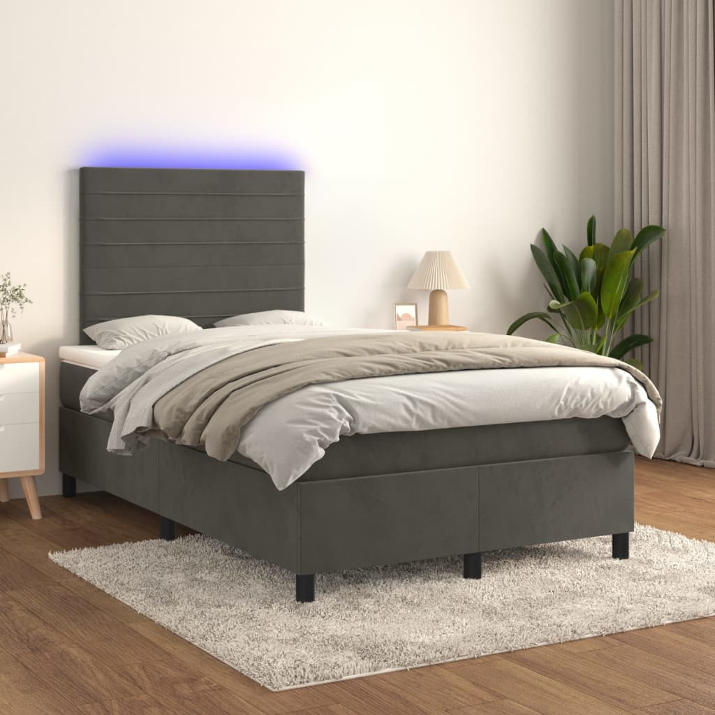 vidaXL Boxspring met matras en LED fluweel roze 100x200 cm