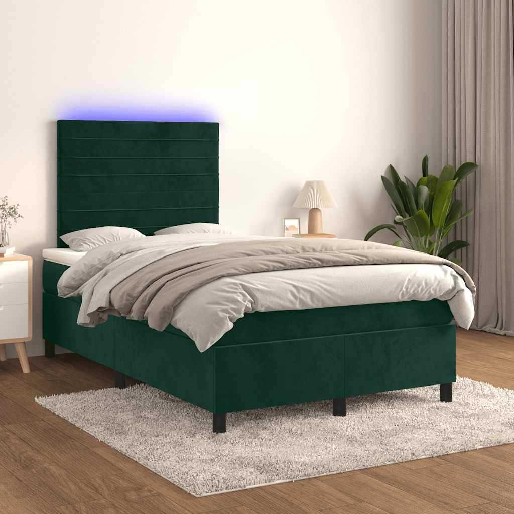 vidaXL Boxspring met matras en LED fluweel roze 100x200 cm