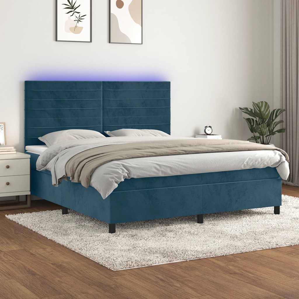 vidaXL Boxspring met matras en LED fluweel roze 100x200 cm