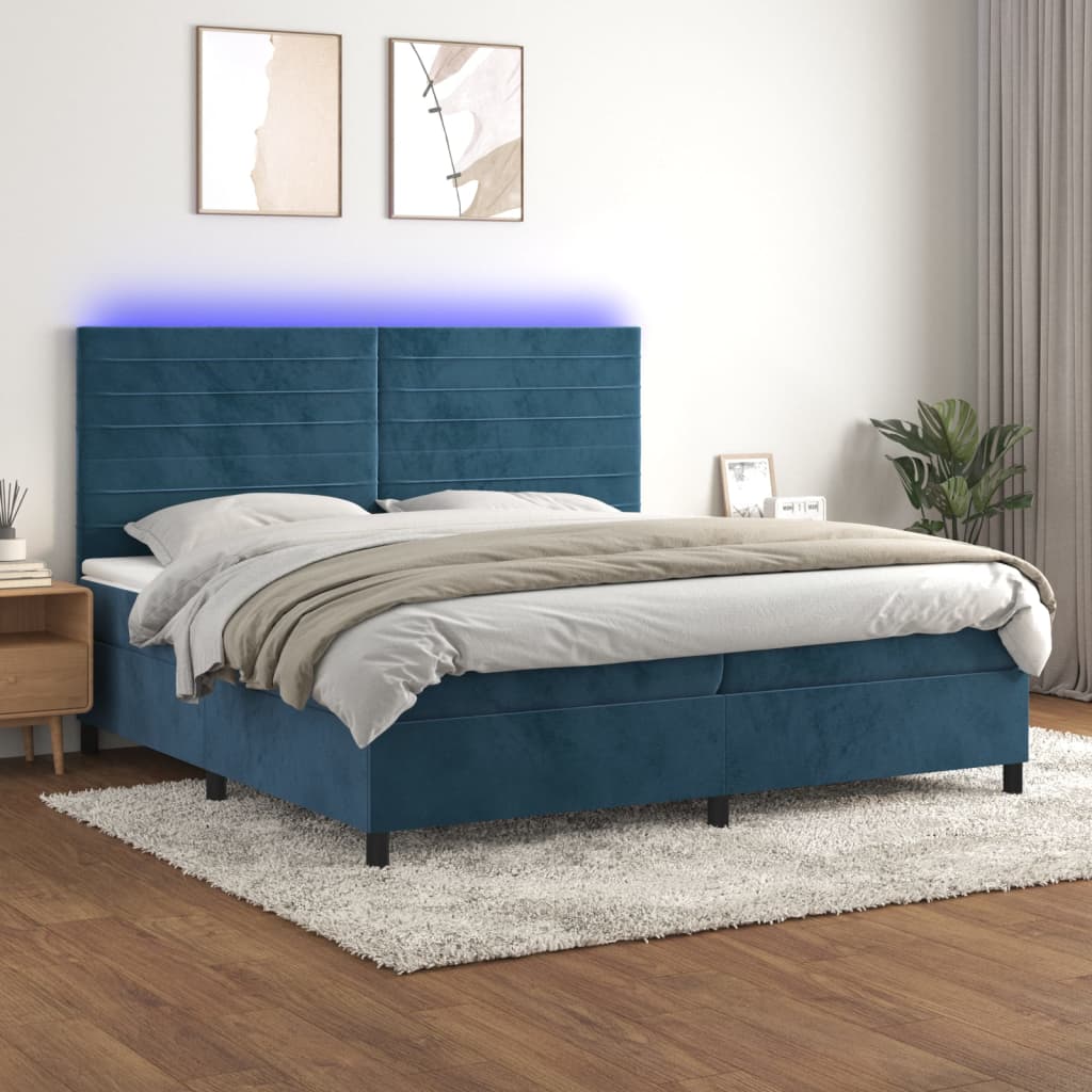 vidaXL Boxspring met matras en LED fluweel roze 100x200 cm