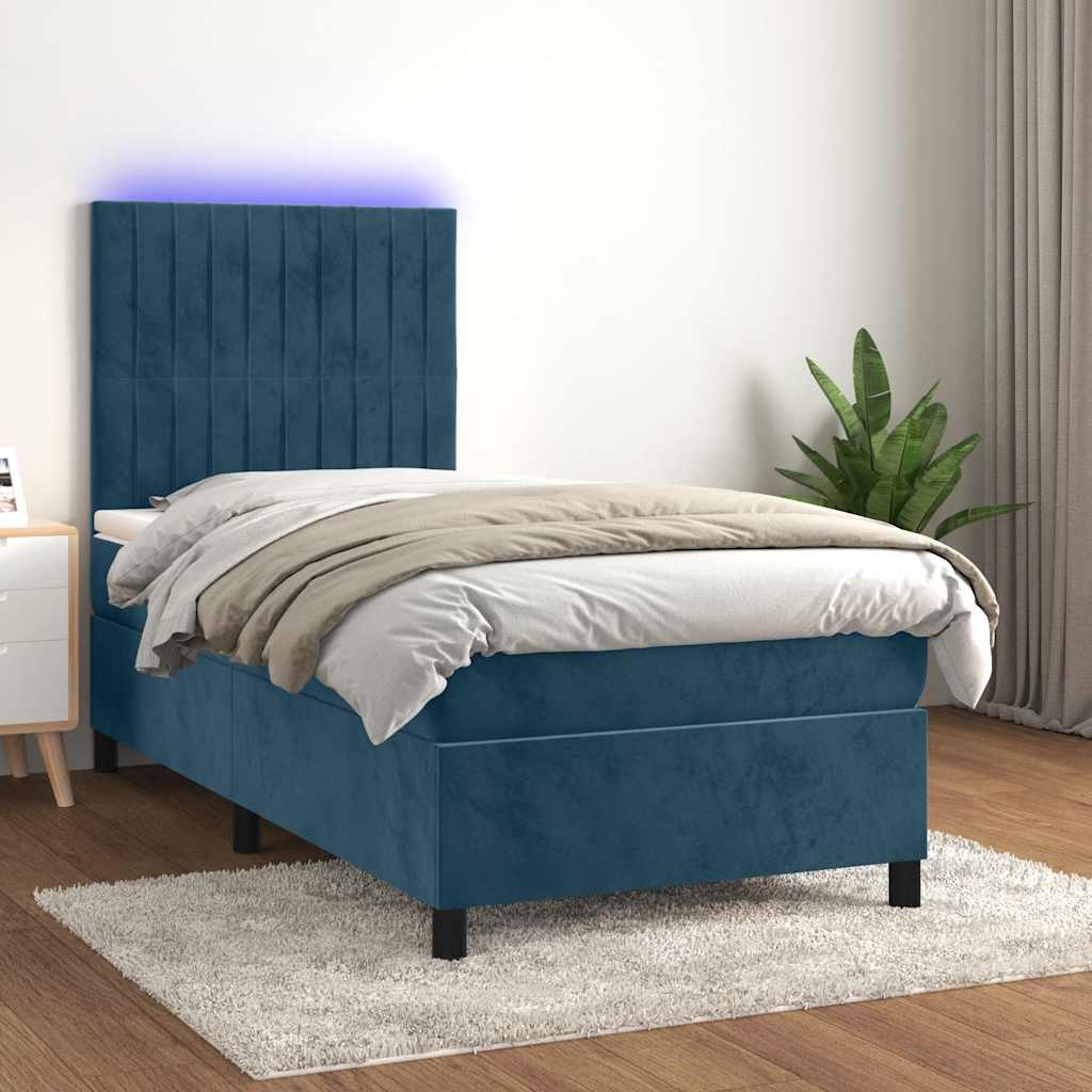 vidaXL Boxspring met matras en LED fluweel roze 100x200 cm