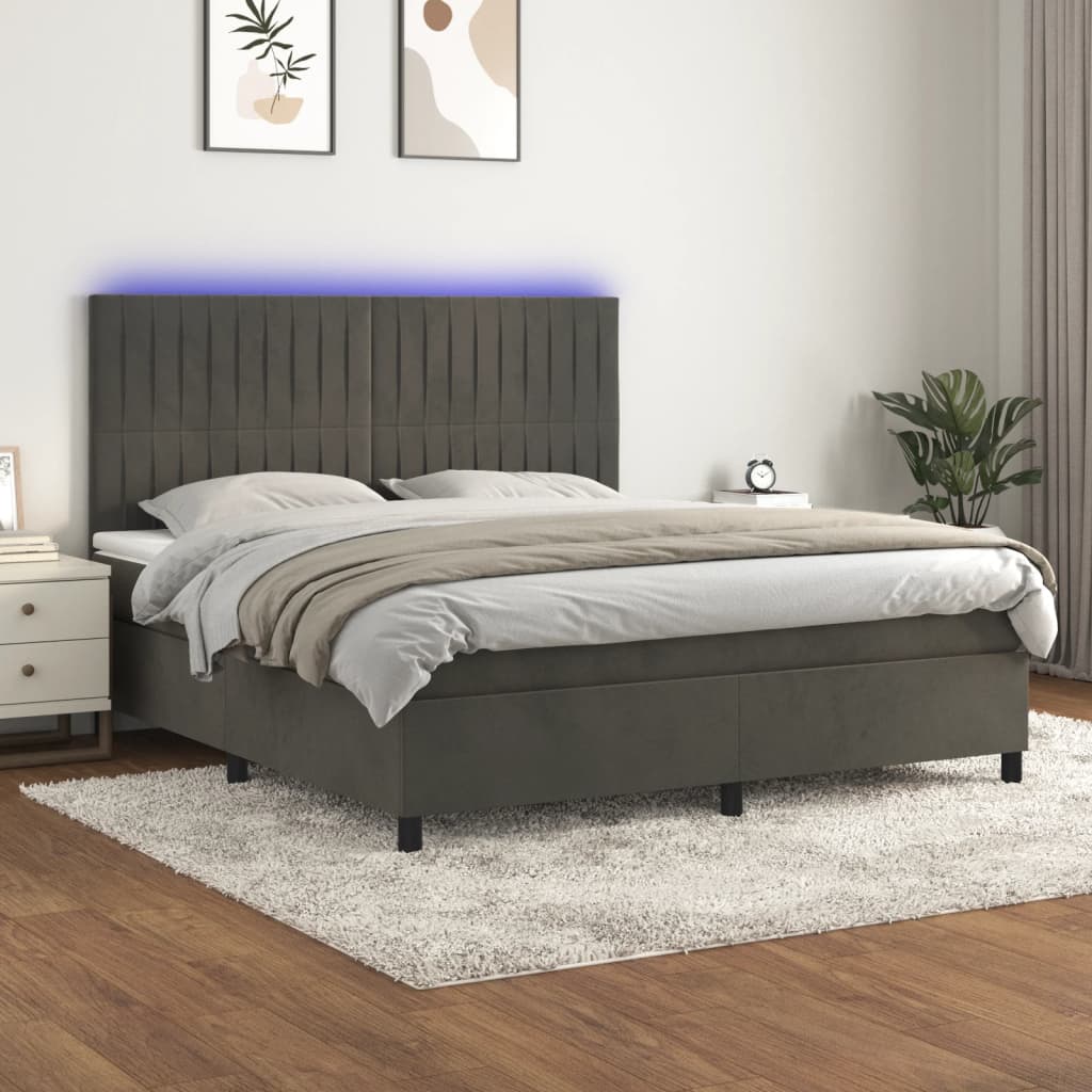 vidaXL Boxspring met matras en LED fluweel roze 100x200 cm