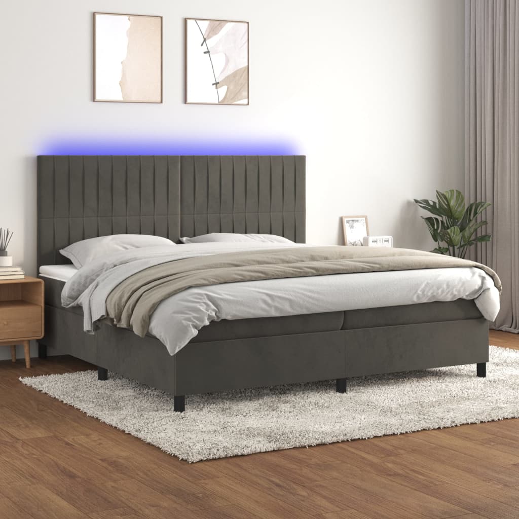 vidaXL Boxspring met matras en LED fluweel roze 100x200 cm