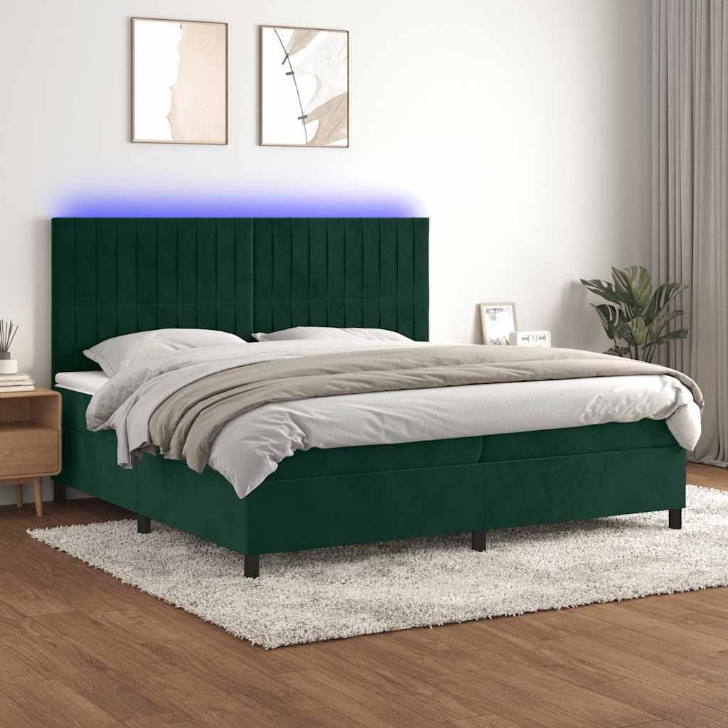 vidaXL Boxspring met matras en LED fluweel roze 100x200 cm