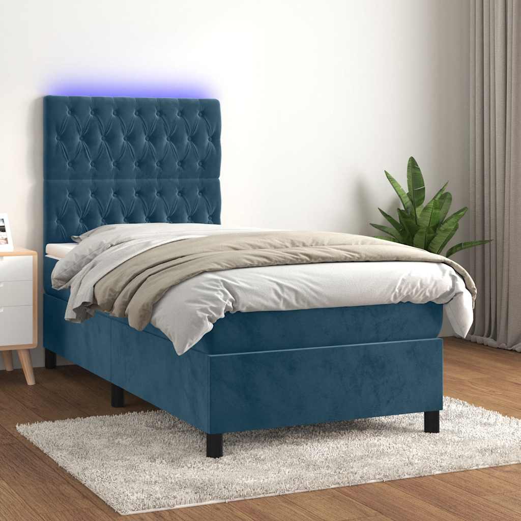 vidaXL Boxspring met matras en LED fluweel roze 100x200 cm