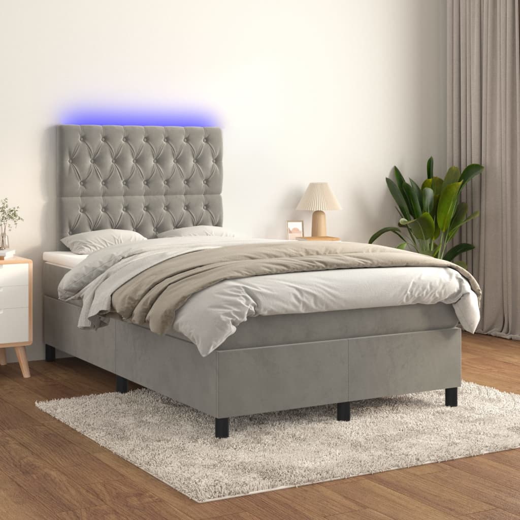 vidaXL Boxspring met matras en LED fluweel roze 100x200 cm