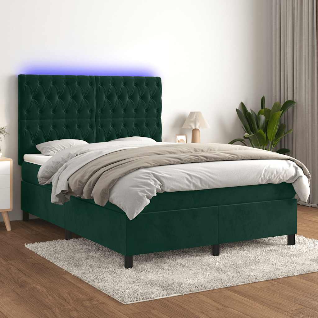vidaXL Boxspring met matras en LED fluweel roze 100x200 cm