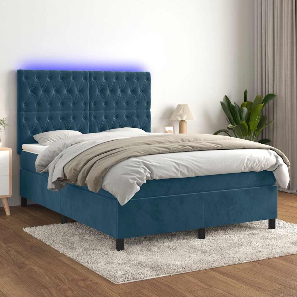 vidaXL Boxspring met matras en LED fluweel roze 100x200 cm