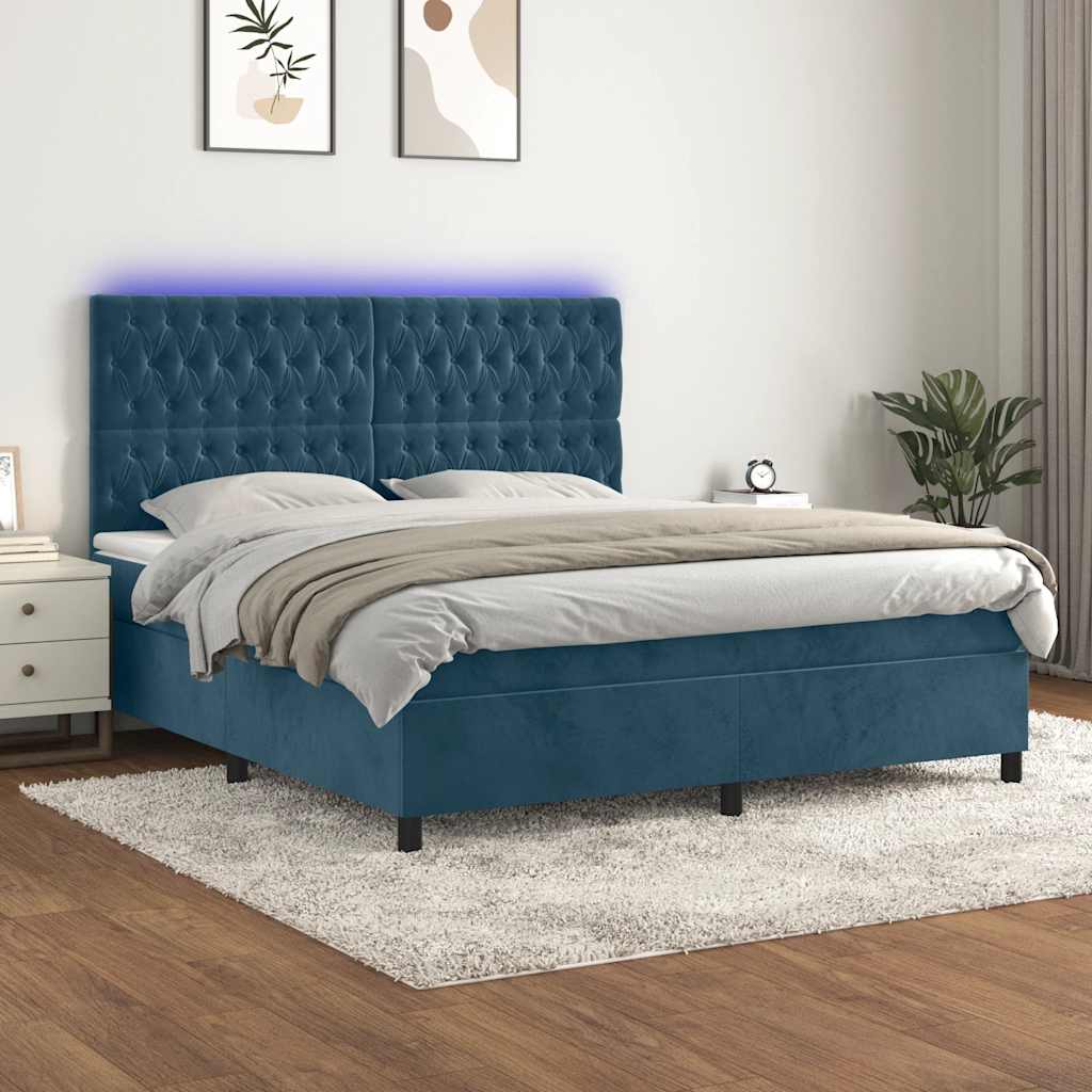 vidaXL Boxspring met matras en LED fluweel roze 100x200 cm
