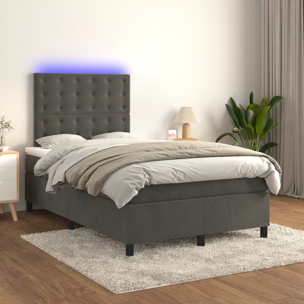 vidaXL Boxspring met matras en LED fluweel roze 100x200 cm