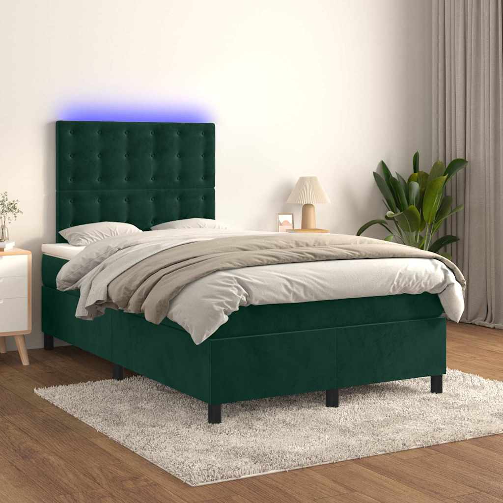 vidaXL Boxspring met matras en LED fluweel roze 100x200 cm