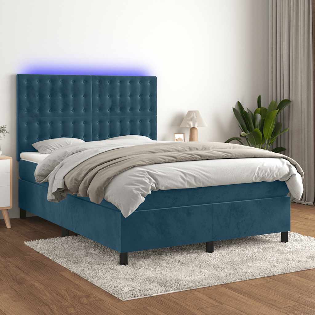 vidaXL Boxspring met matras en LED fluweel roze 100x200 cm