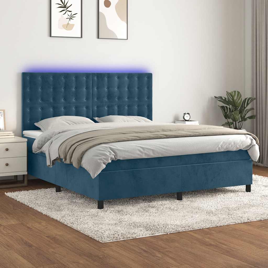 vidaXL Boxspring met matras en LED fluweel roze 100x200 cm