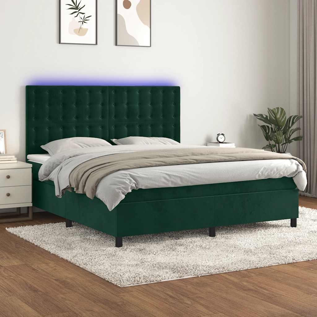 vidaXL Boxspring met matras en LED fluweel roze 100x200 cm