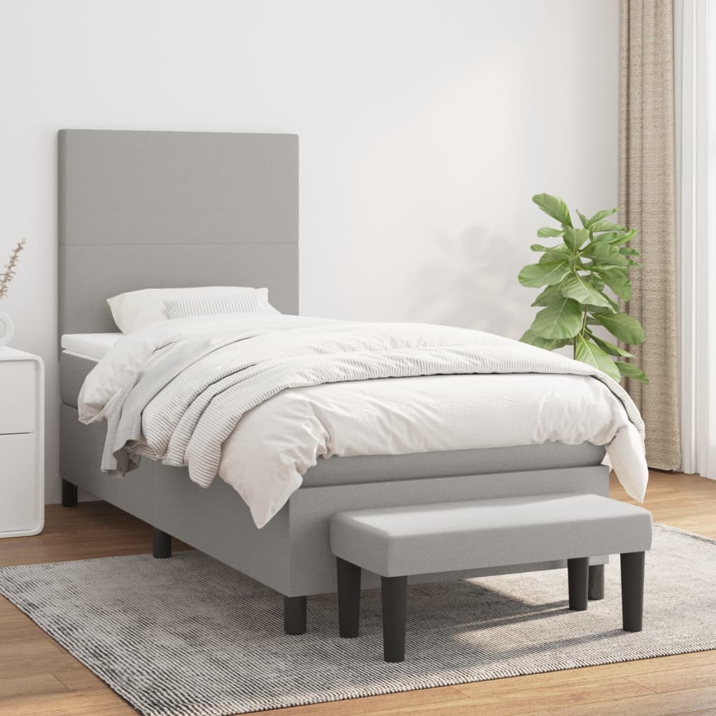 vidaXL Boxspring met matras stof crèmekleurig 140x200 cm