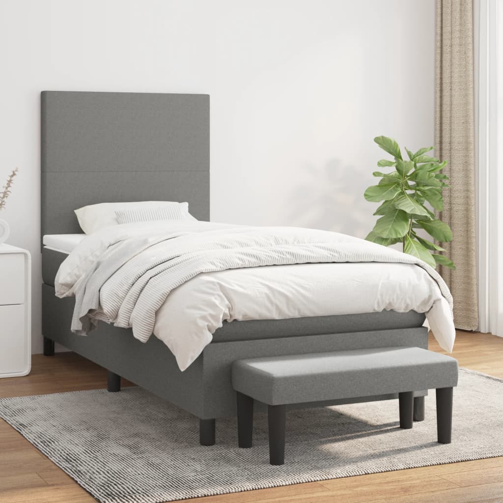 vidaXL Boxspring met matras stof crèmekleurig 140x200 cm
