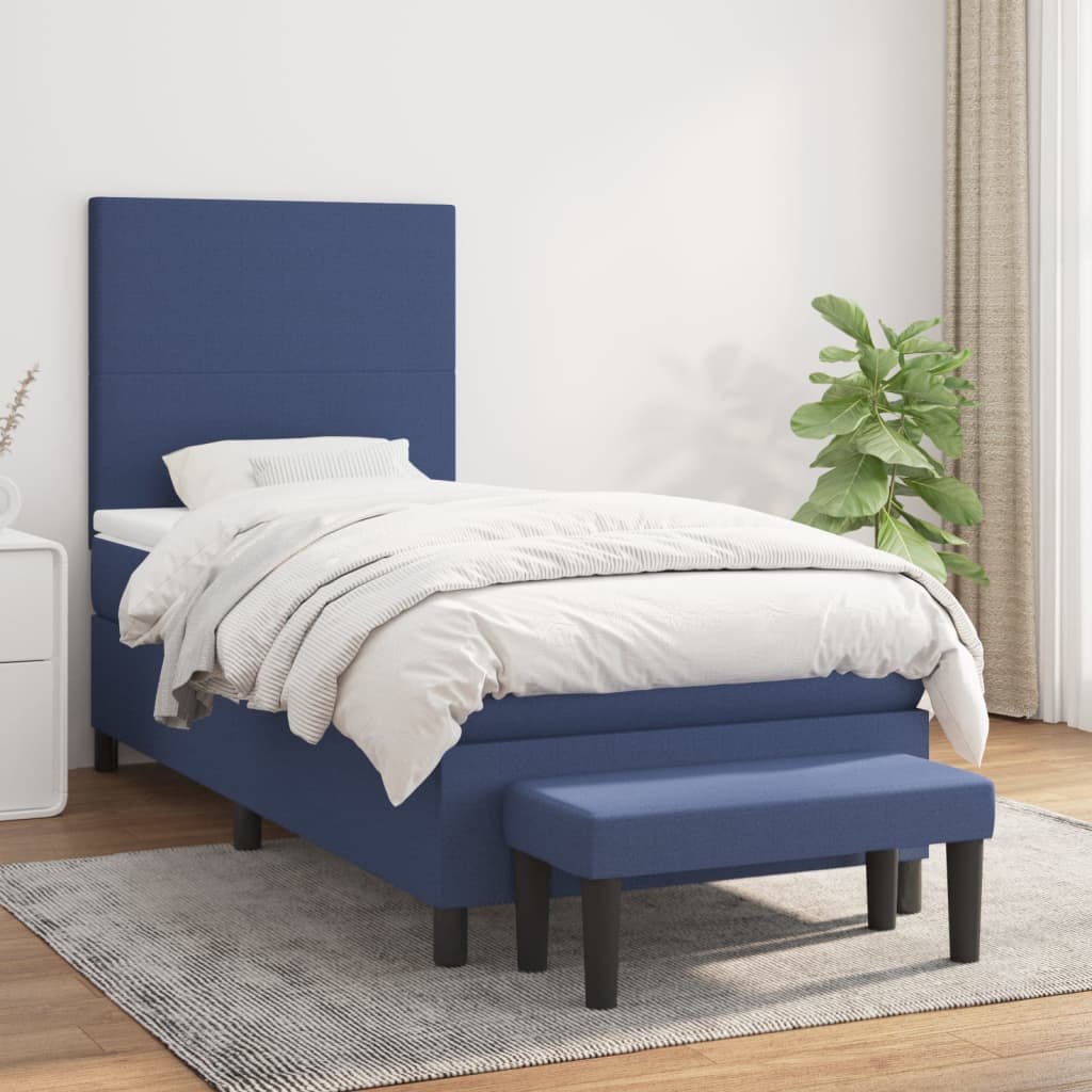 vidaXL Boxspring met matras stof crèmekleurig 140x200 cm