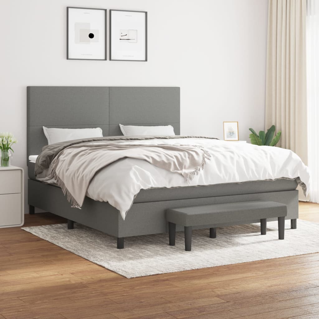 vidaXL Boxspring met matras stof crèmekleurig 140x200 cm