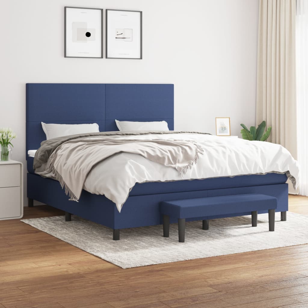 vidaXL Boxspring met matras stof crèmekleurig 140x200 cm
