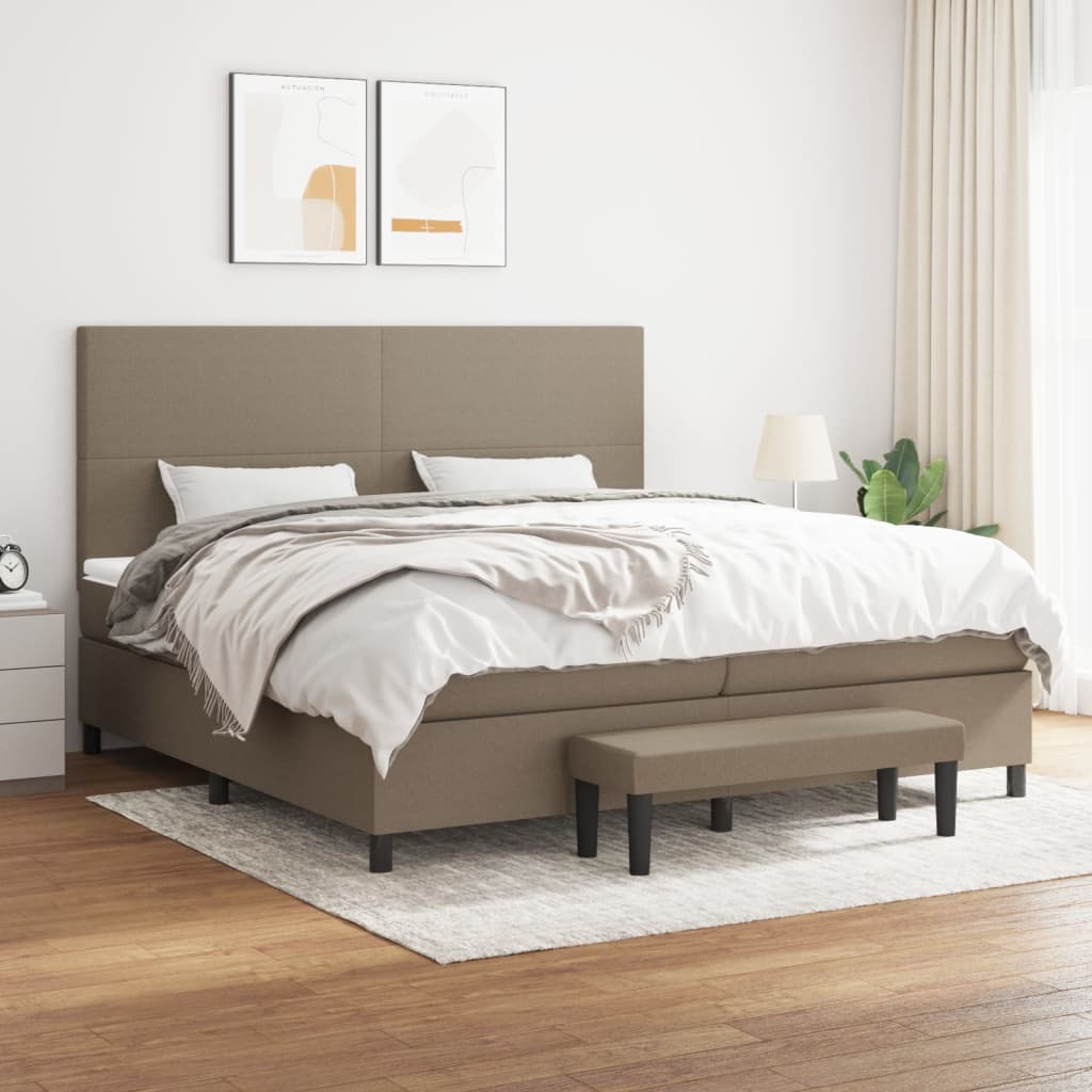 vidaXL Boxspring met matras stof crèmekleurig 140x200 cm