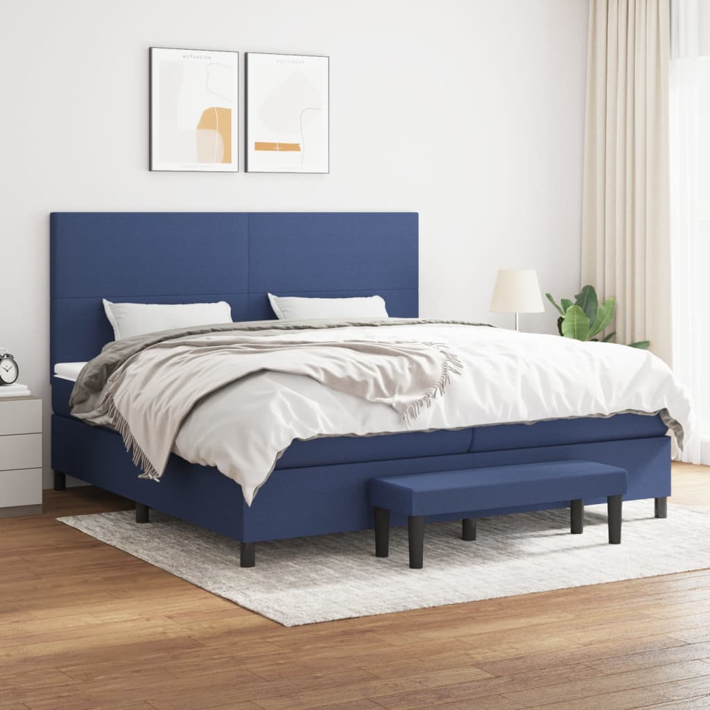 vidaXL Boxspring met matras stof crèmekleurig 140x200 cm