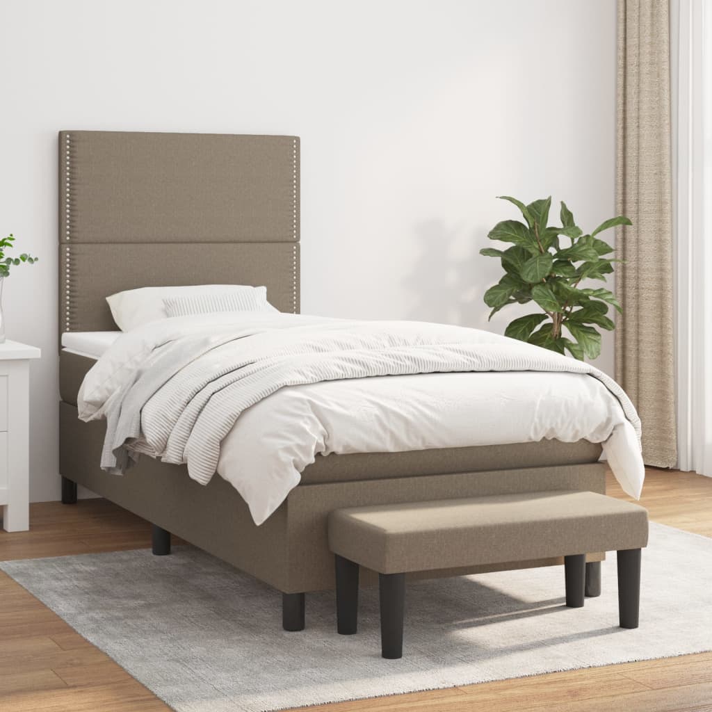 vidaXL Boxspring met matras stof crèmekleurig 140x200 cm