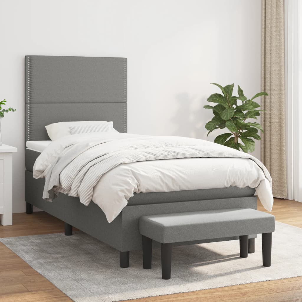 vidaXL Boxspring met matras stof crèmekleurig 140x200 cm