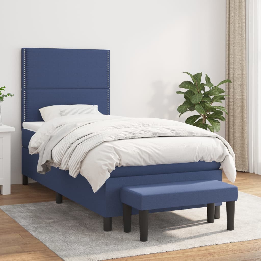 vidaXL Boxspring met matras stof crèmekleurig 140x200 cm