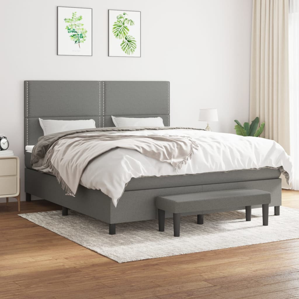 vidaXL Boxspring met matras stof crèmekleurig 140x200 cm