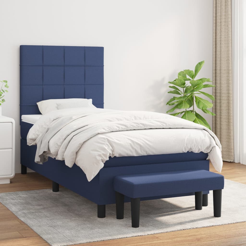 vidaXL Boxspring met matras stof crèmekleurig 140x200 cm