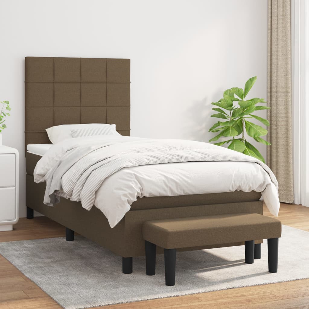 vidaXL Boxspring met matras stof crèmekleurig 140x200 cm
