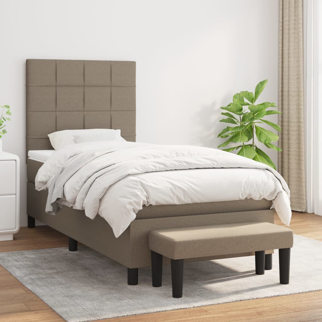 vidaXL Boxspring met matras stof crèmekleurig 140x200 cm