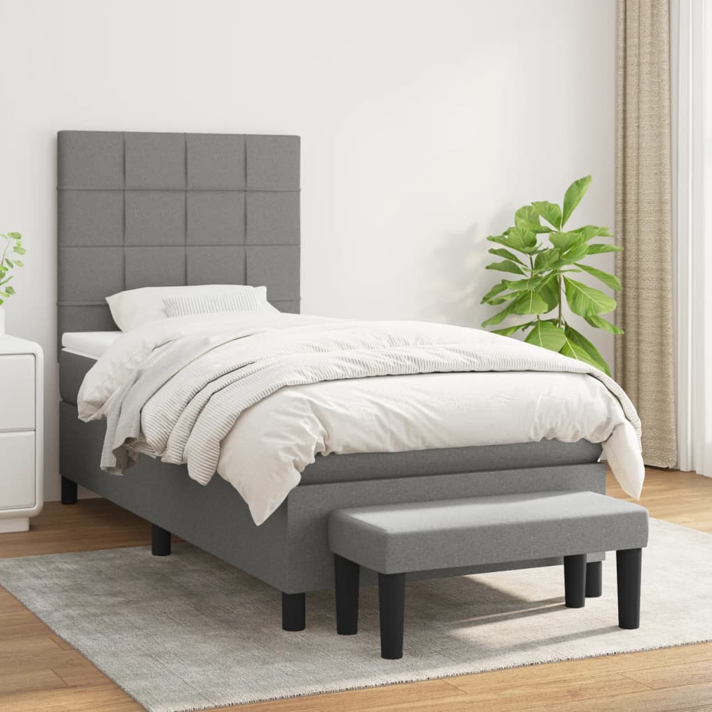 vidaXL Boxspring met matras stof crèmekleurig 140x200 cm