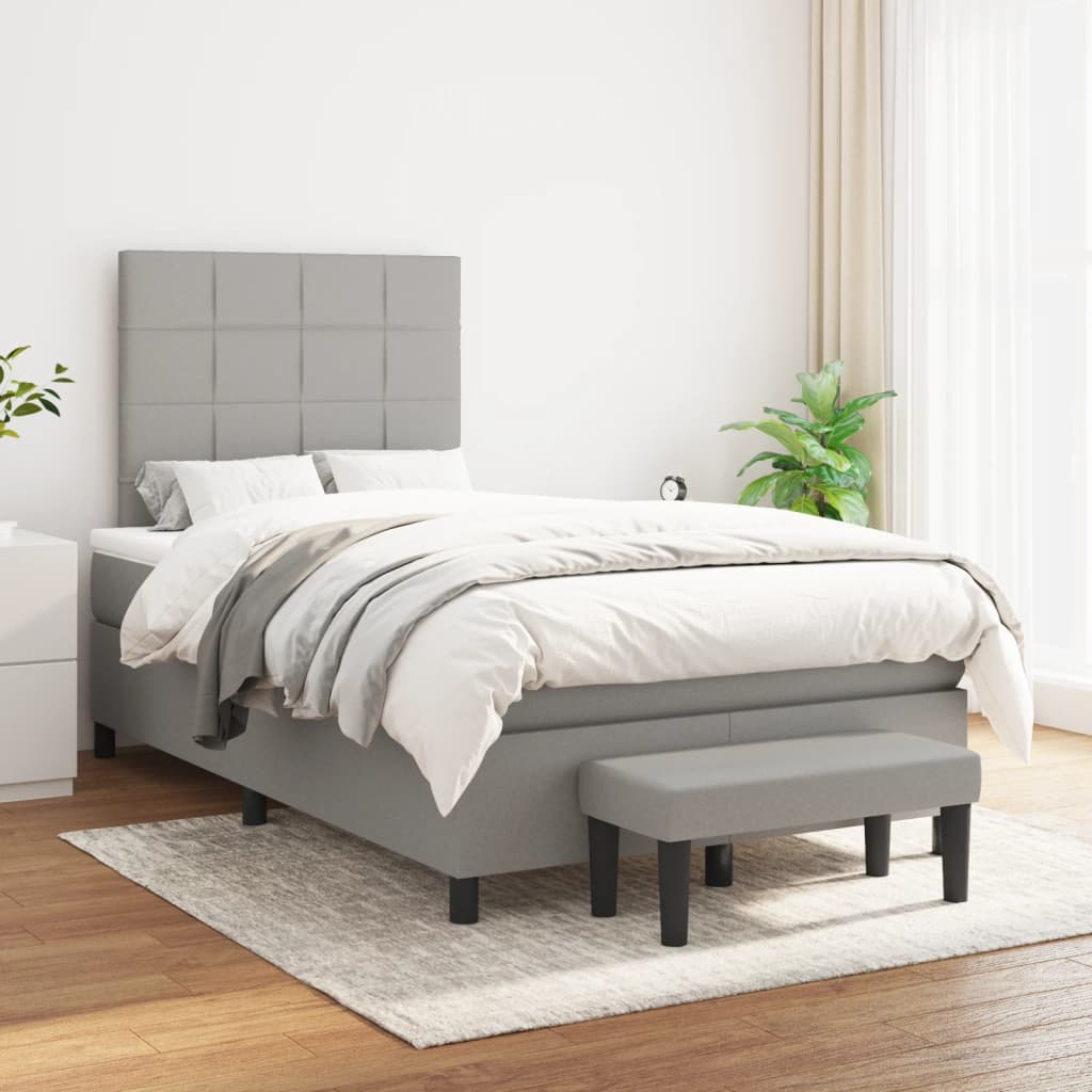 vidaXL Boxspring met matras stof crèmekleurig 140x200 cm