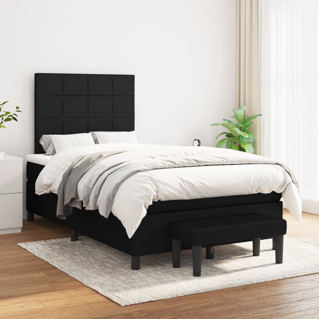 vidaXL Boxspring met matras stof crèmekleurig 140x200 cm