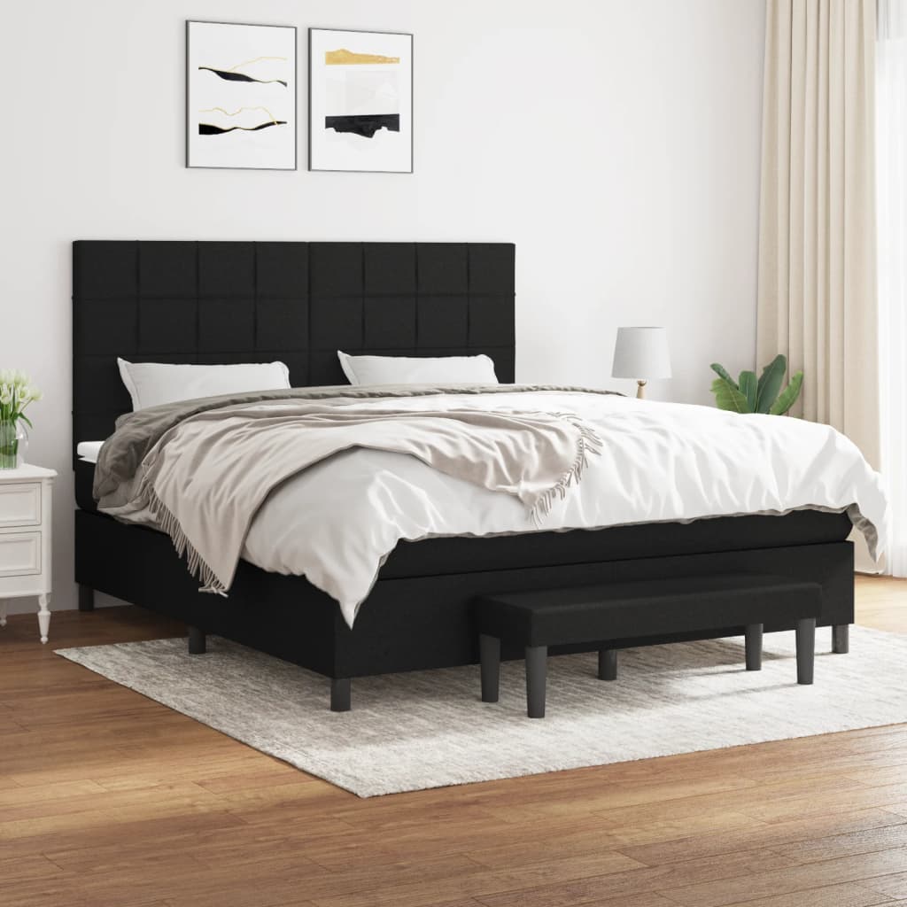 vidaXL Boxspring met matras stof crèmekleurig 140x200 cm