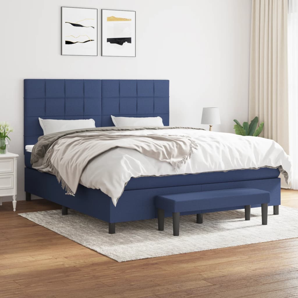 vidaXL Boxspring met matras stof crèmekleurig 140x200 cm