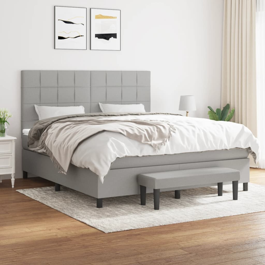 vidaXL Boxspring met matras stof crèmekleurig 140x200 cm