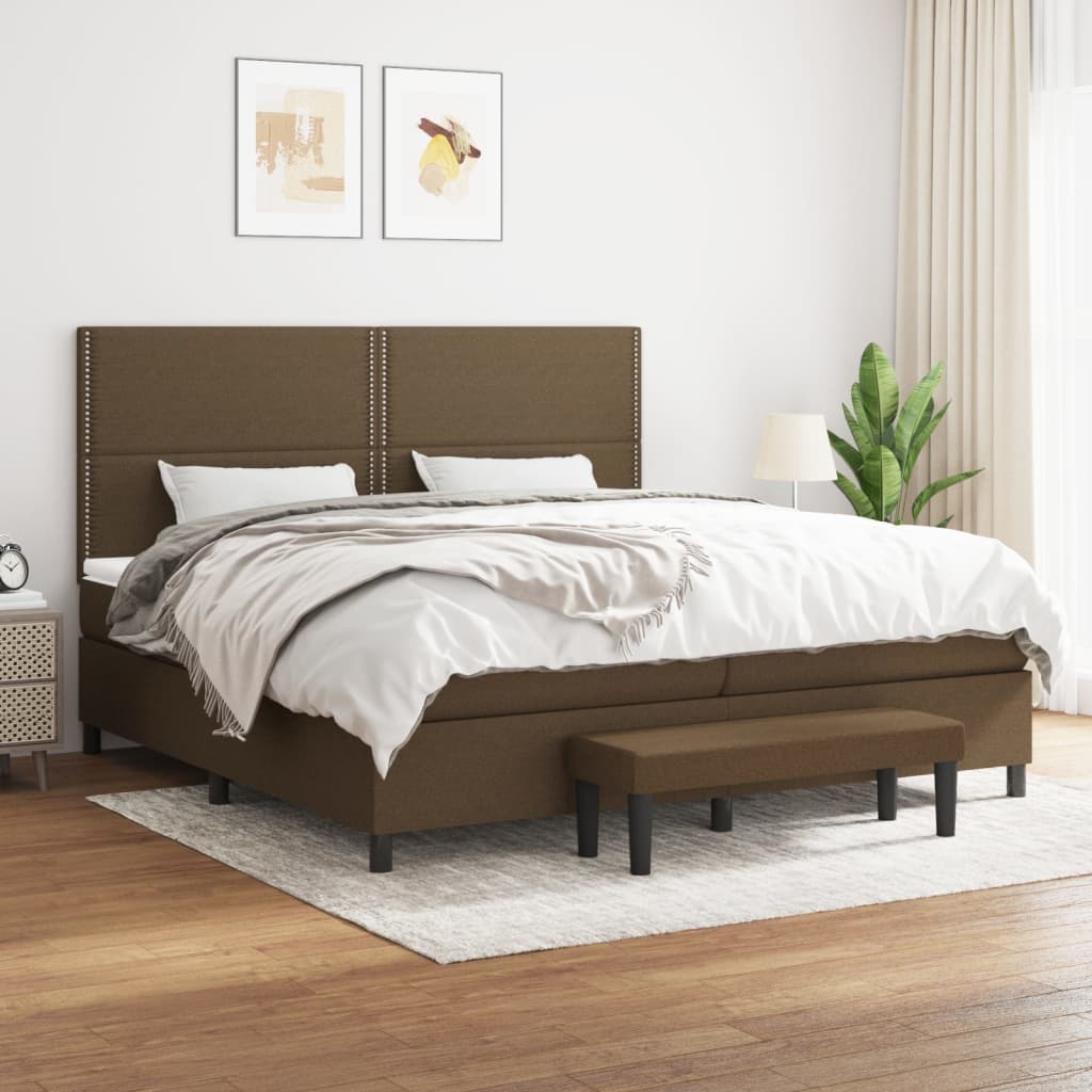 vidaXL Boxspring met matras stof crèmekleurig 140x200 cm