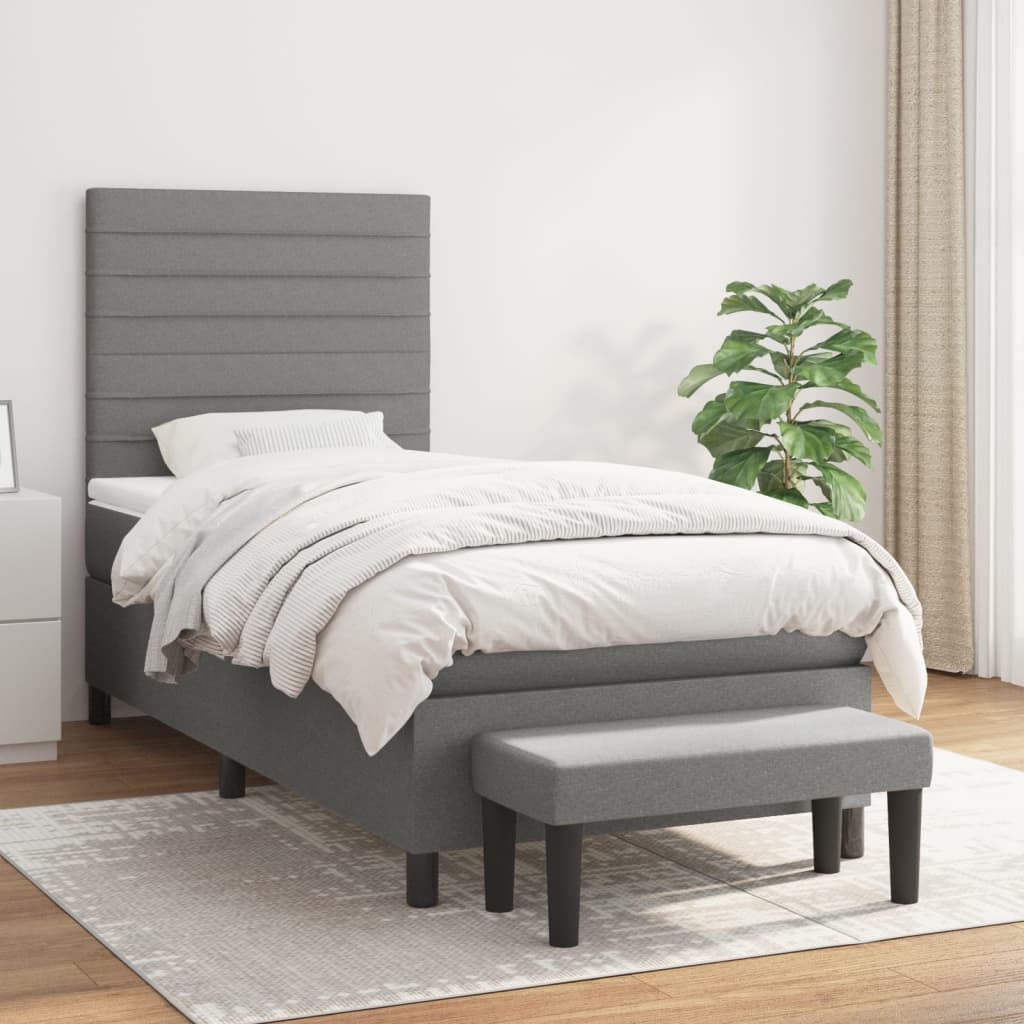 vidaXL Boxspring met matras stof crèmekleurig 140x200 cm