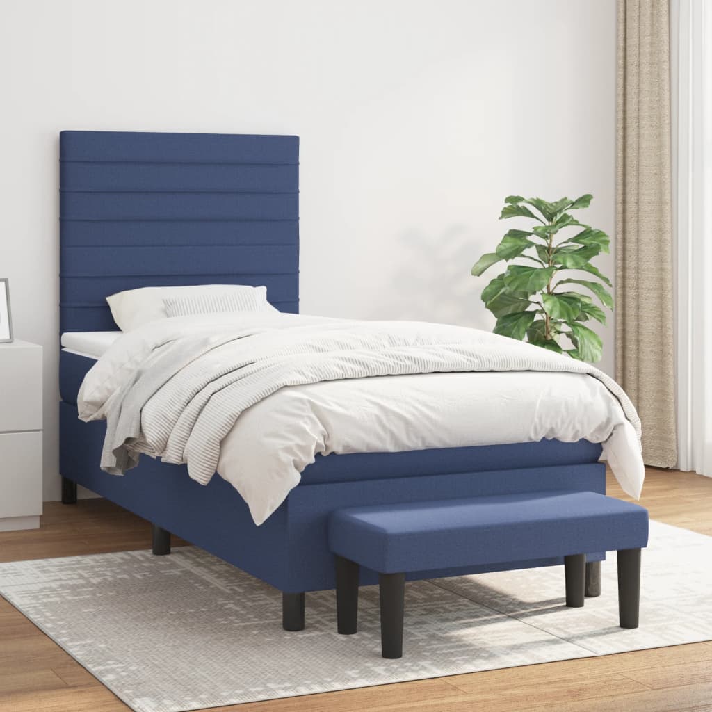 vidaXL Boxspring met matras stof crèmekleurig 140x200 cm